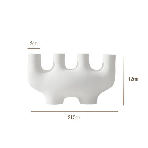 Image of White Ceramic Abstract Candle Holder