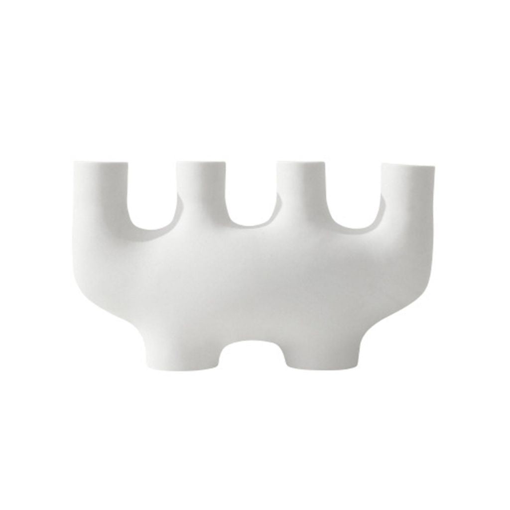 White Ceramic Abstract Candle Holder