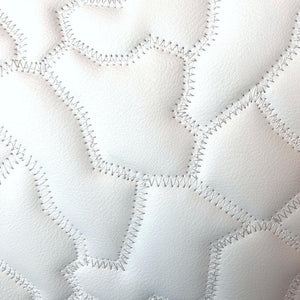 White Quilted Faux Leather Lumbar Pillow Cover