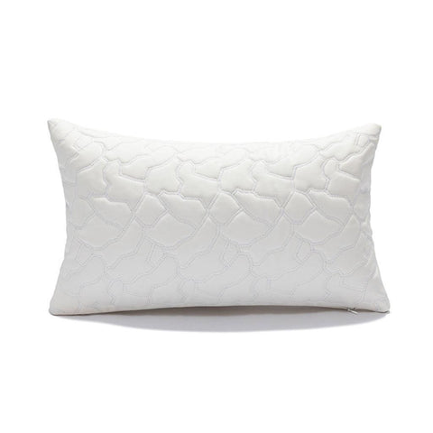 Image of White Quilted Faux Leather Lumbar Pillow Cover