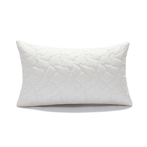 White Quilted Faux Leather Lumbar Pillow Cover