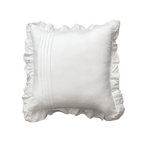 Image of White Ruffles & Pintucks Throw Pillow Cover