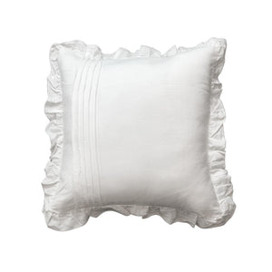 White Ruffles & Pintucks Throw Pillow Cover