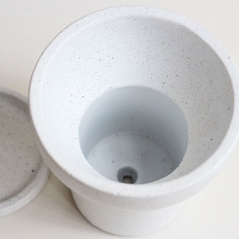 Image of White Speckled Modern Small Concrete Planter Pot