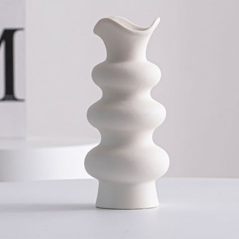 Image of White Wavy Ceramic Vase
