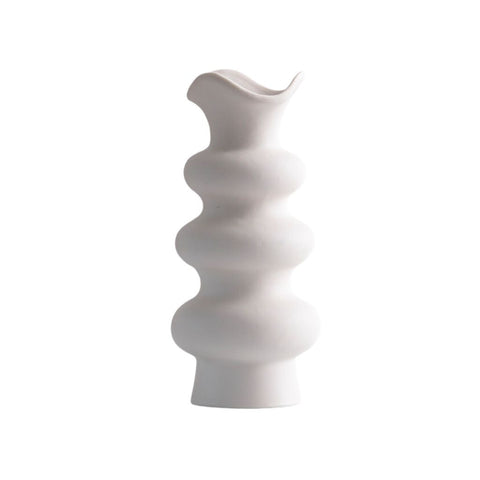 Image of White Wavy Ceramic Vase