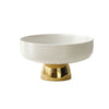 White and Gold Ceramic Footed Fruit Bowl