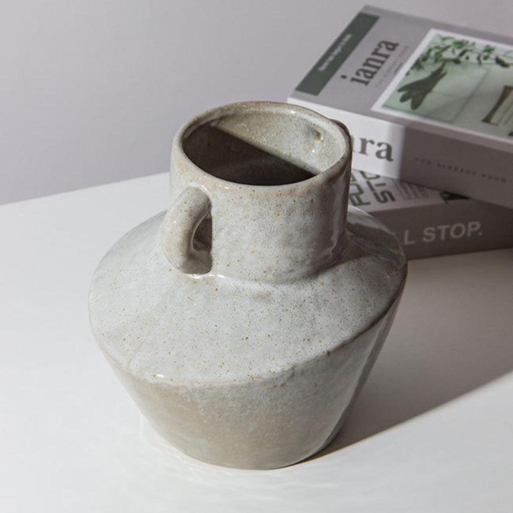 Wide Vintage Ceramic Glazed Vase