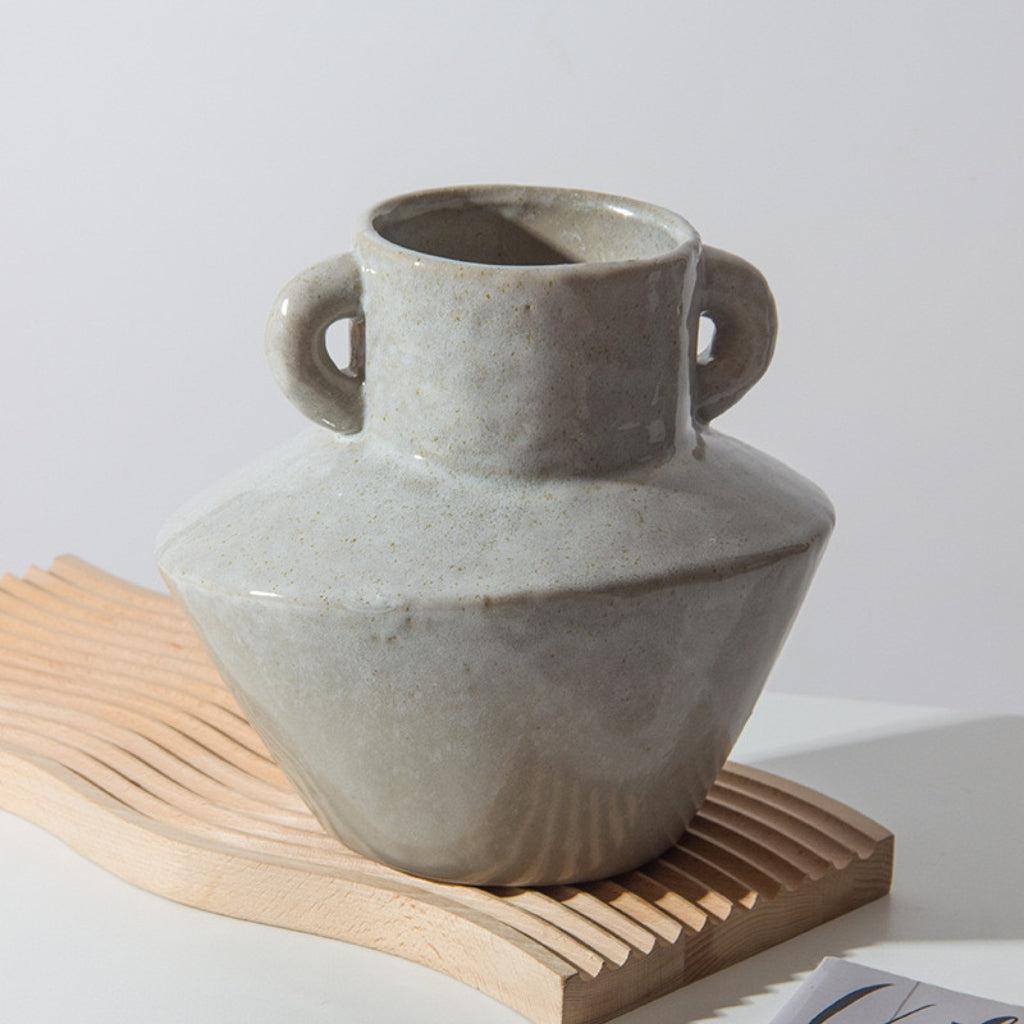 Wide Vintage Ceramic Glazed Vase