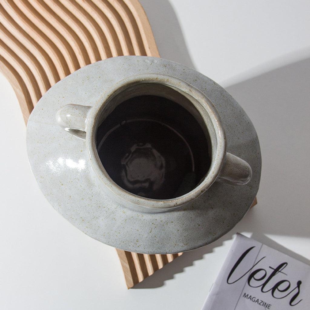 Wide Vintage Ceramic Glazed Vase