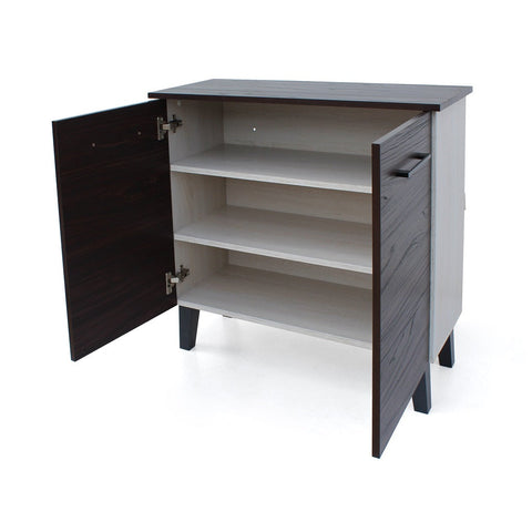 Image of Willson Modern 3-Shelf Walnut Finished Faux Wood Cabinet