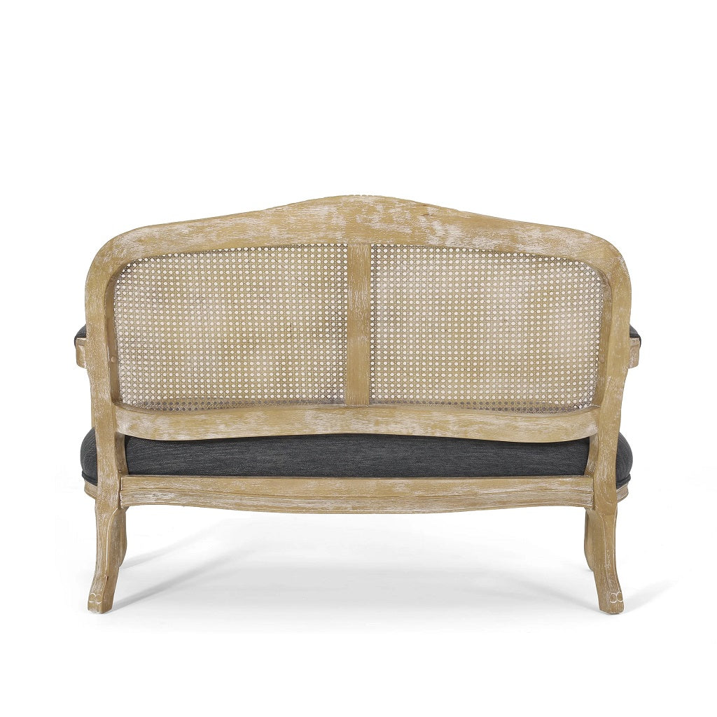 Wistar French Country Wood and Cane Loveseat