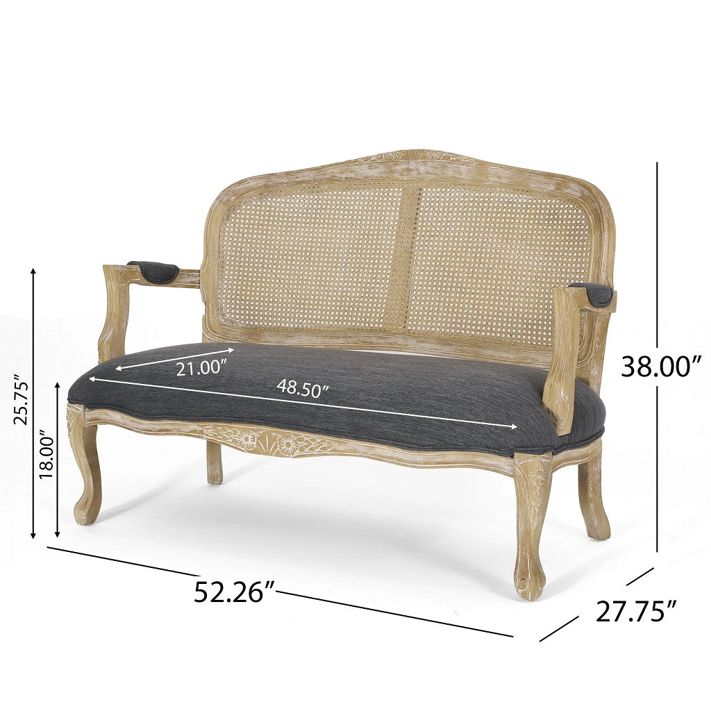 Wistar French Country Wood and Cane Loveseat