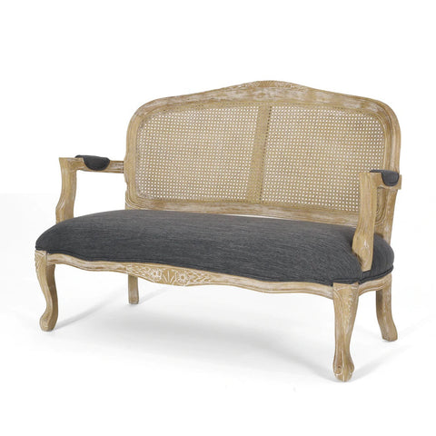 Image of Wistar French Country Wood and Cane Loveseat