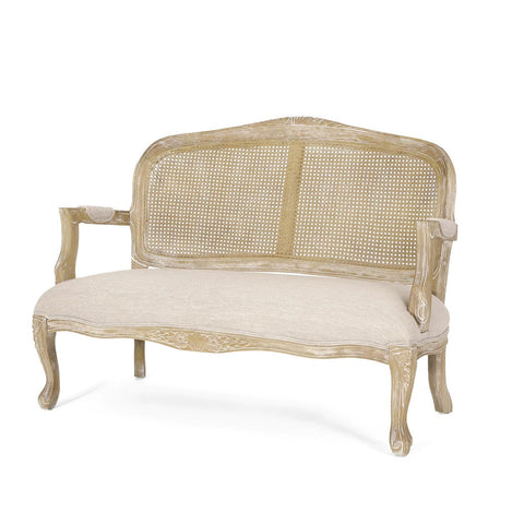 Image of Wistar French Country Wood and Cane Loveseat