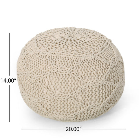 Image of Woodbine Modern Knitted Cotton Round Pouf