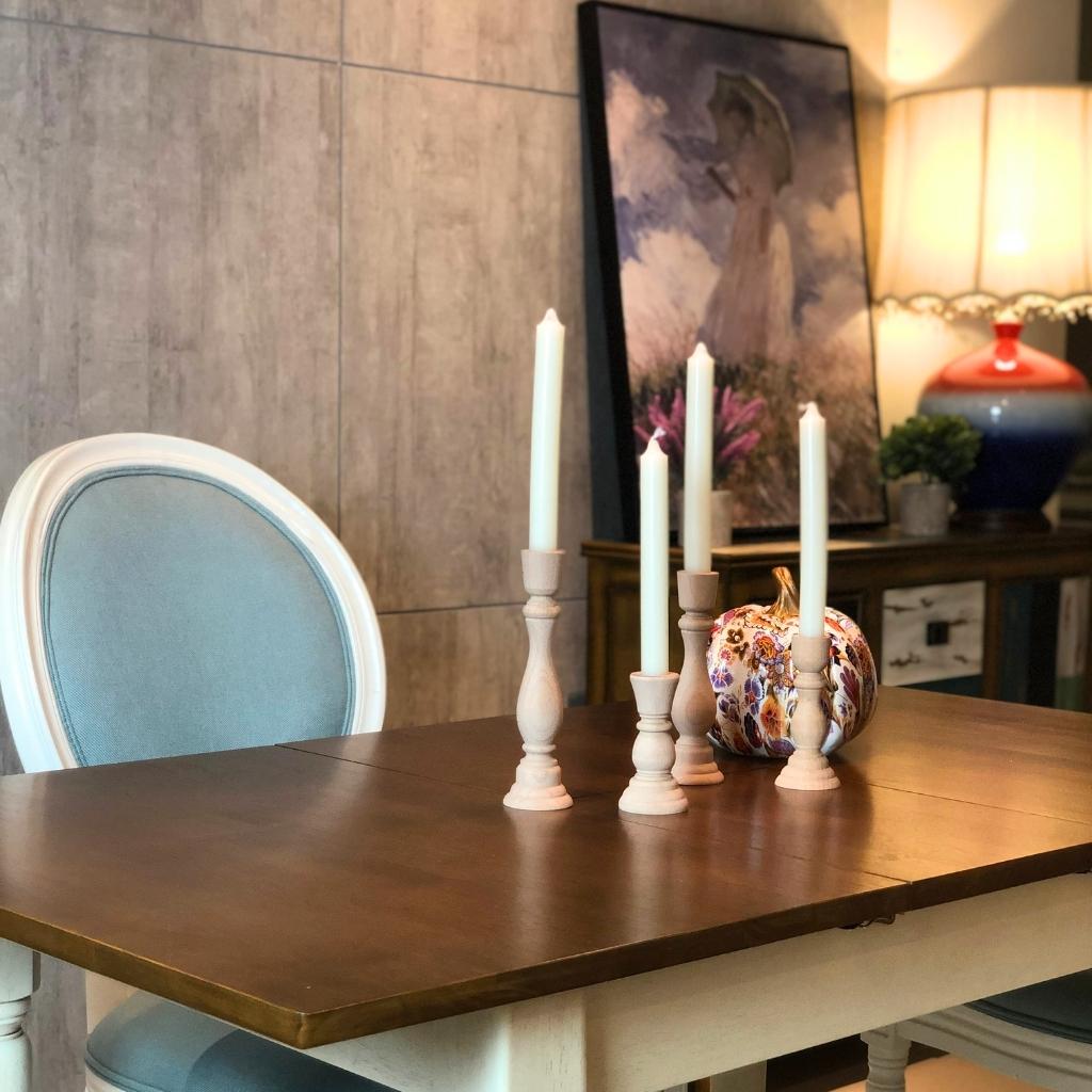 Wooden Taper Candleholders (Set of 4)