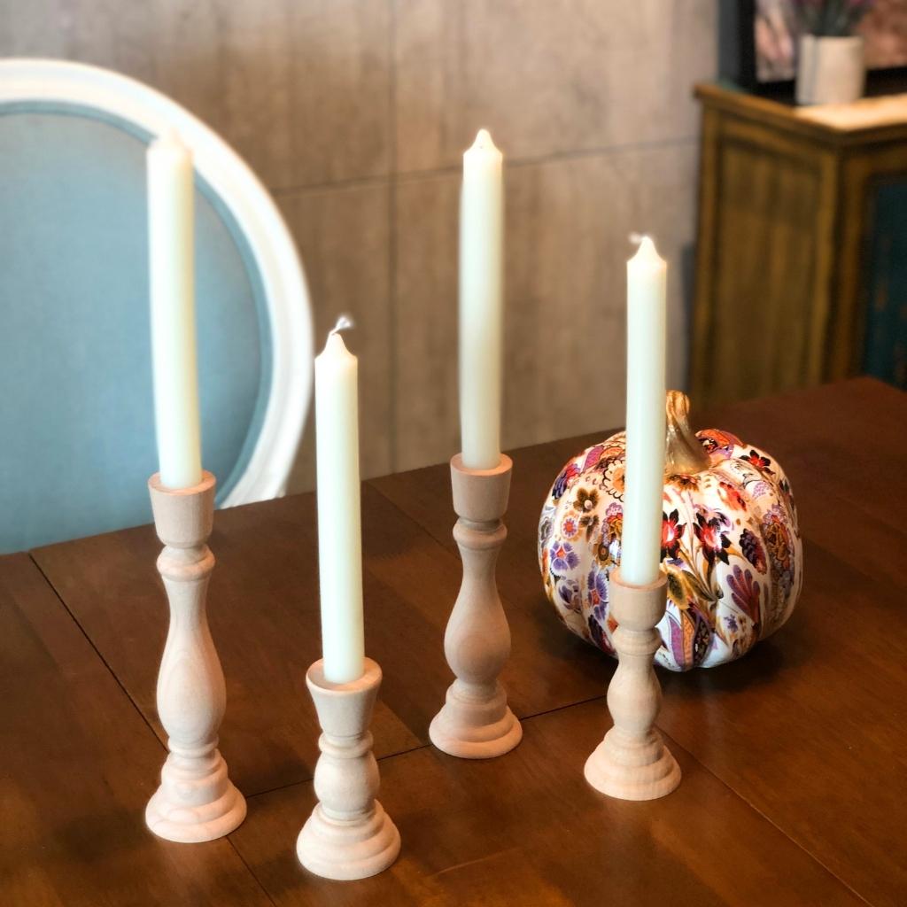 Wooden Taper Candleholders (Set of 4)