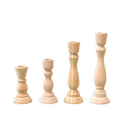 Image of Wooden Taper Candleholders (Set of 4)