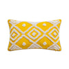 Yellow Diamond Pattern Tufted Lumbar Pillow Cover