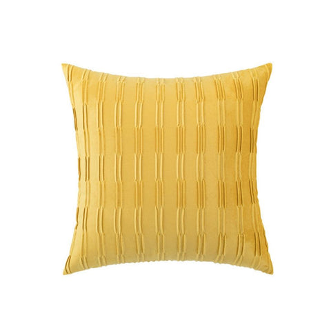 Image of Yellow Pleated Velvet Throw Pillow Cover