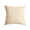 Yellow and Off-White Woven Striped Throw Pillow Cover with Fringe