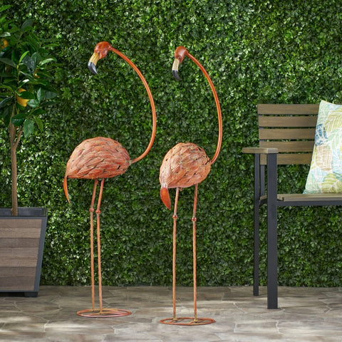 Zamiah Outdoor Flamingo Garden Art Decor (Set of 2)