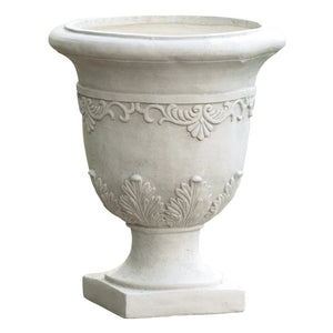 Floriana Outdoor Traditional Roman White Lightweight Concrete Garden Planter Urn