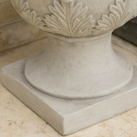 Image of Floriana Outdoor Traditional Roman White Lightweight Concrete Garden Planter Urn