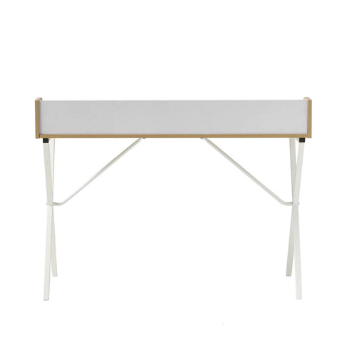 Image of Alexandria Modern White and Oak Computer Desk with Storage Space