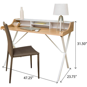 Alexandria Modern White and Oak Computer Desk with Storage Space
