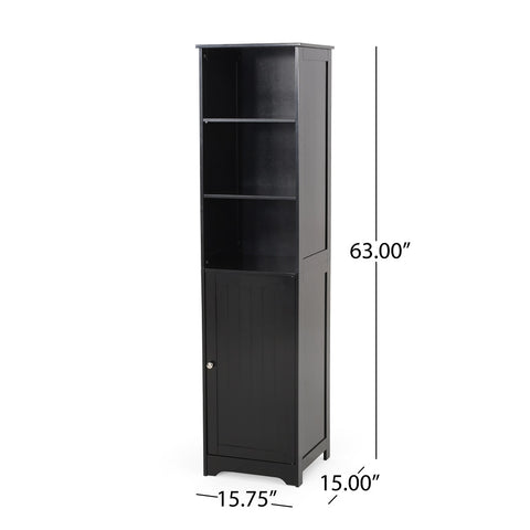 Image of Bakari Contemporary Free Standing Linen Tower Storage Bathroom Cabinet