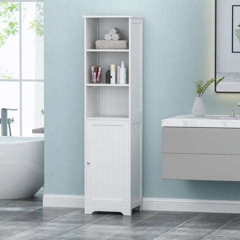 Image of Bakari Contemporary Free Standing Linen Tower Storage Bathroom Cabinet